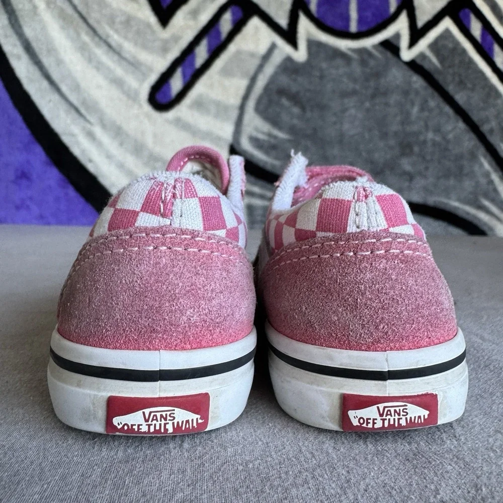Size 8c - Vans Off The Wall Old Skool Pink White Checkerboard Kids Shoes
